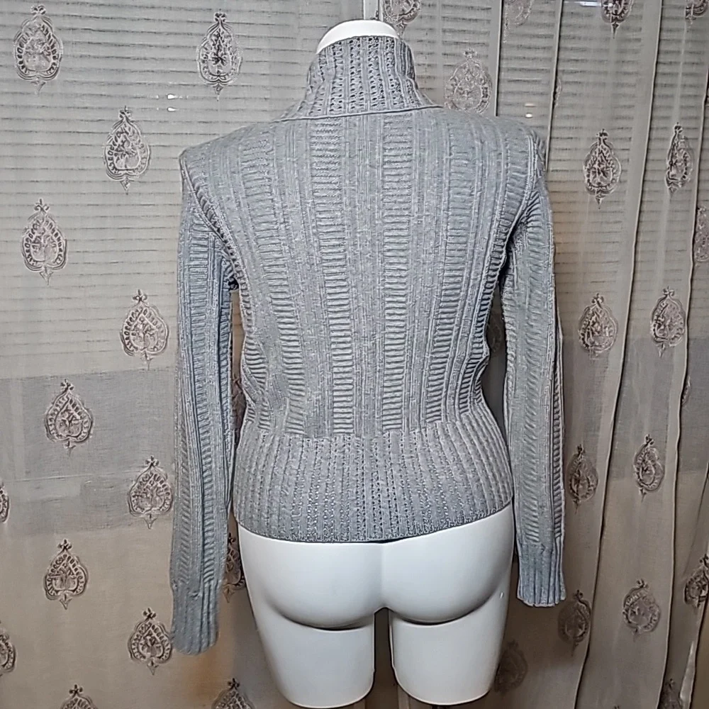 Gray knit button down sweater - Picture 7 of 13